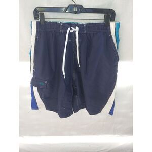 RS Surf Mens Size Large Navy Multicolor Mesh Lined Swim Trunks.